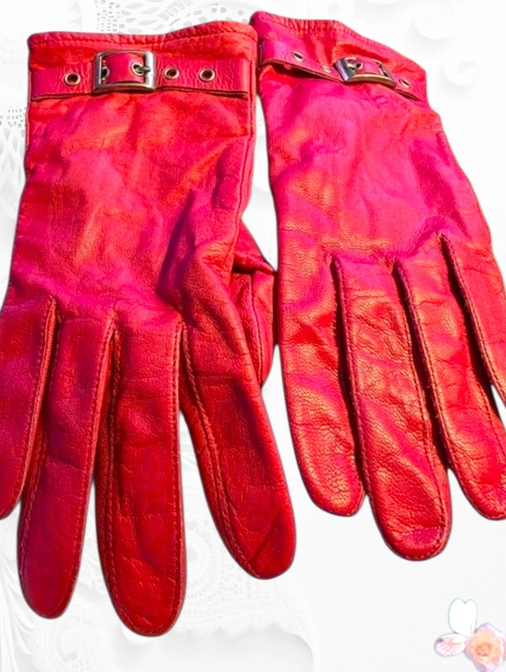 Scotland Cashmere Scarf Winter Set: Matching Pink Leather Gloves (Fit M)